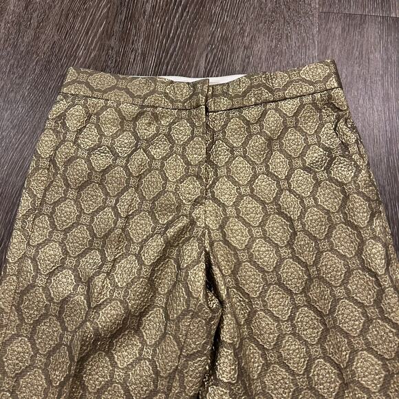 Stella McCartney Gold Metallic Jacquard Brocade Trousers Small High Rise Pants - Picture 6 of 16
